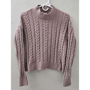 *NEW* Hippie Rose Mauve Pink Size Small‎ Ribbed Knit Cropped Mock Neck Sweater